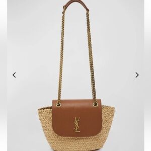 Saint Laurent Tan Leather Shoulder Bag with Gold Chain